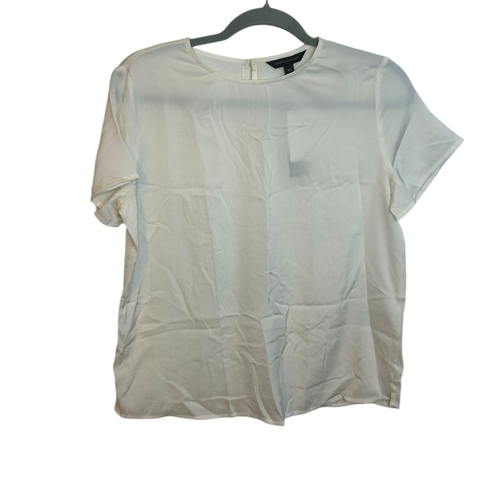 Nwt Banana Republic Snow Day White Short Sleeve Essential Blouse